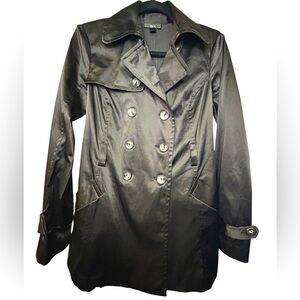 Black Double-Breasted Women’s Trench Coat, Size M, GUC